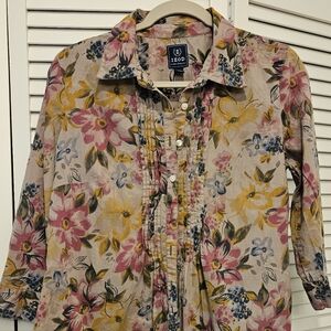 Izod Pink and Yellow Floral Blouse